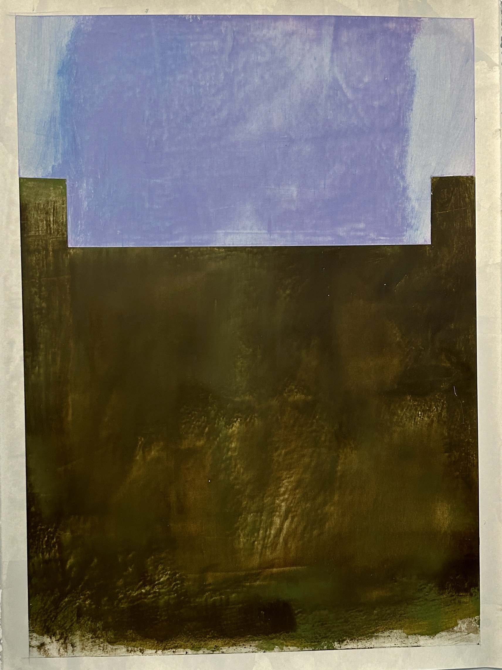  Heliotrope , 2025 Oil, acrylic, dry pigment, and cold wax medium on paper 30×22 