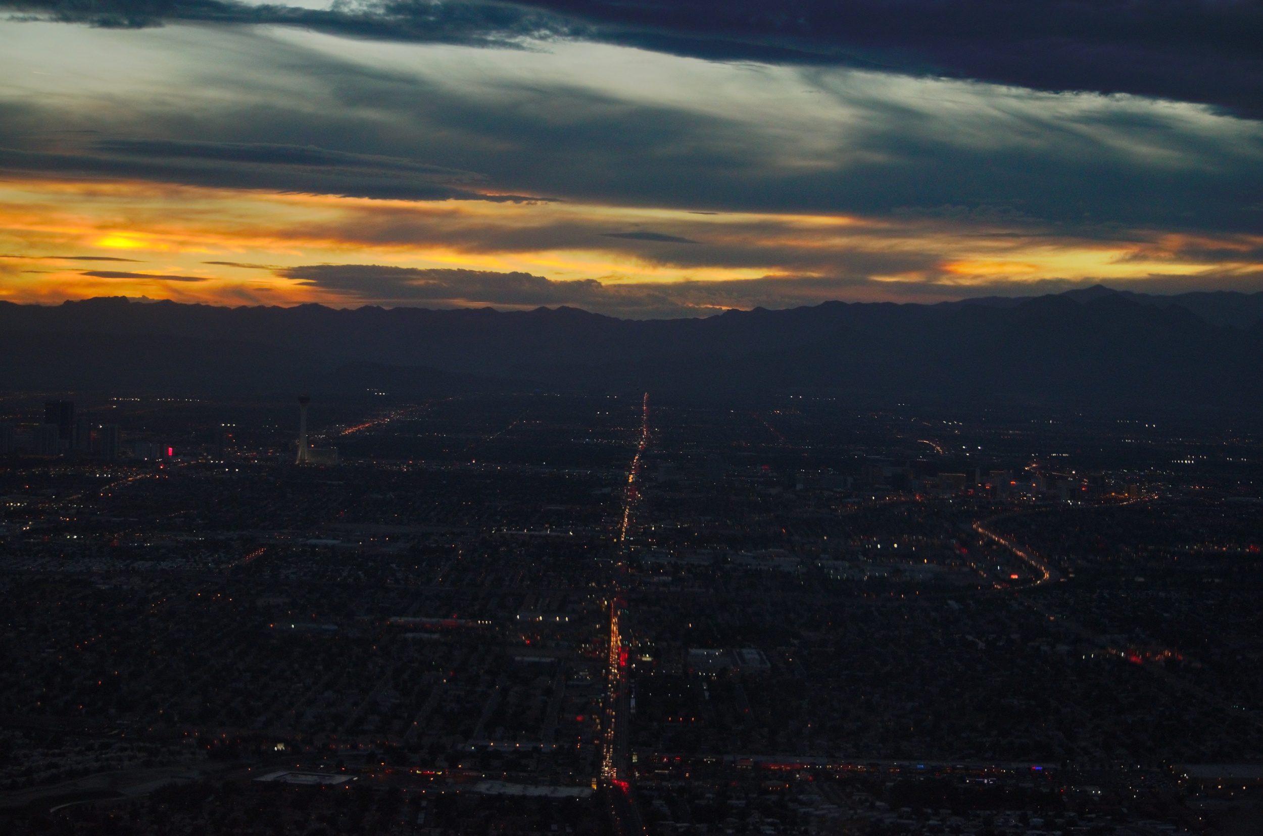 The Freemont St Experience from the air