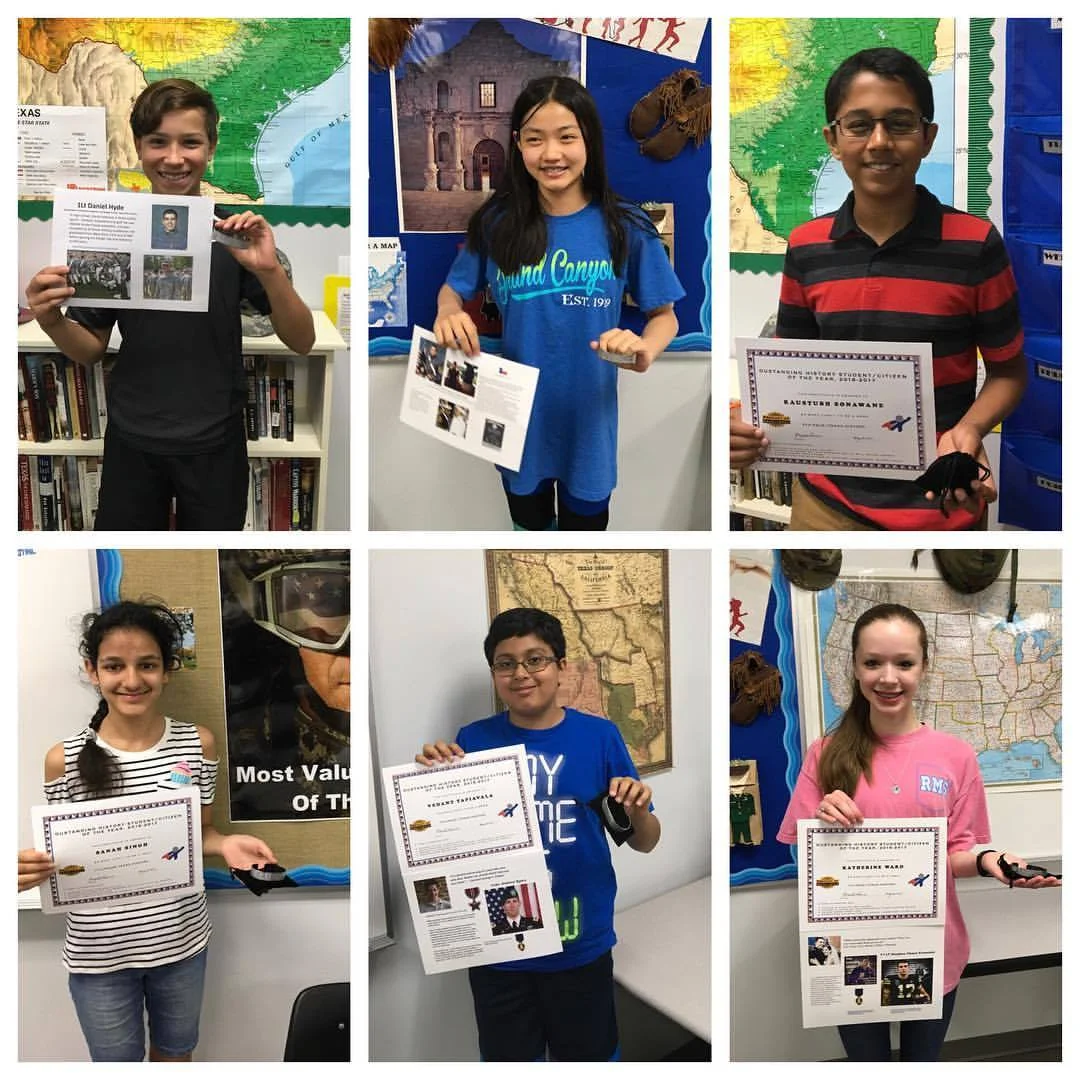 "Outstanding Students of the Year" from Rice Middle School received Steel Hearts bracelets in 2017. Picture courtesy of Martha Hanna and her amazing students!