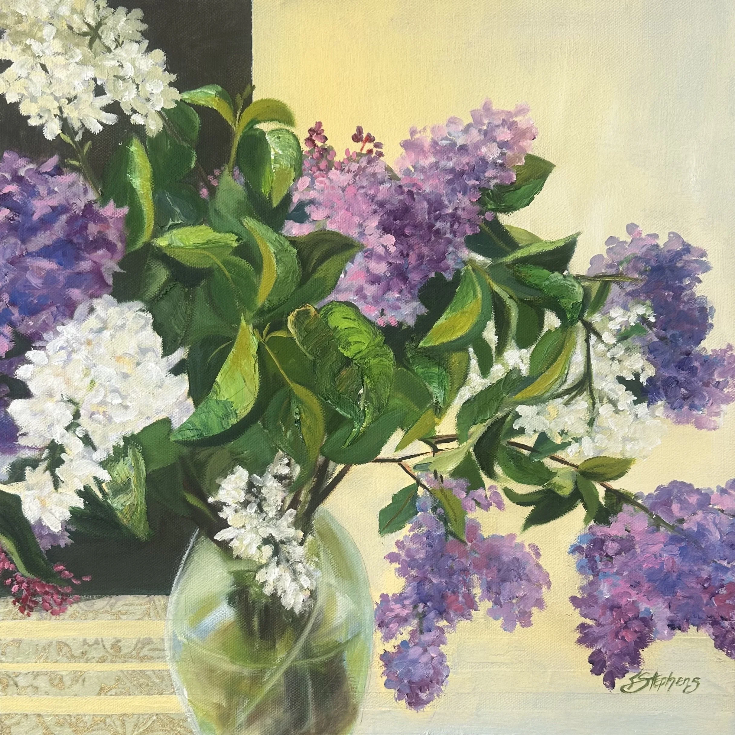 Lilac Blliss, Oil + Mixed Media, 16x16