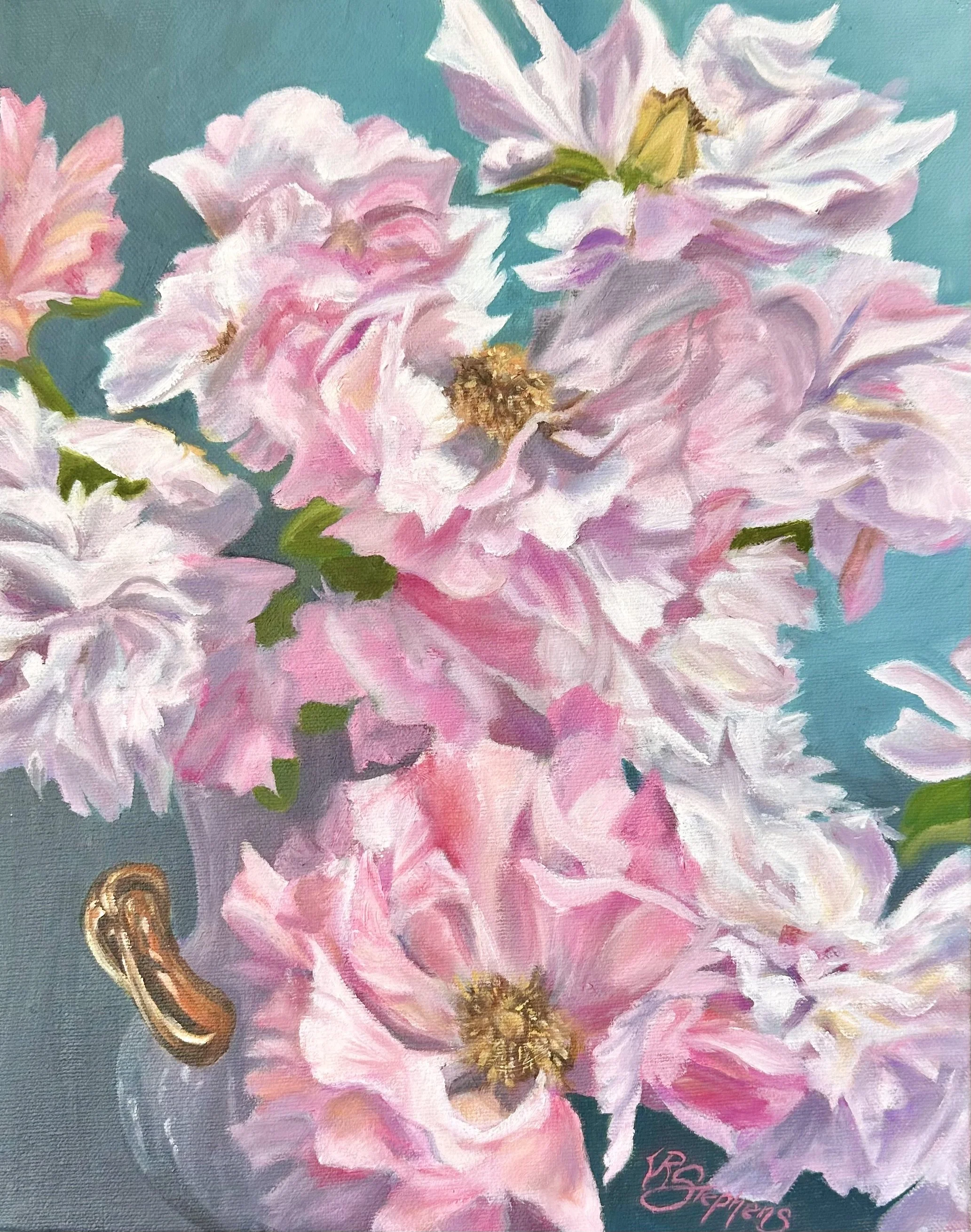 Blushing Blooms, Oil on canvas, 14 x 11