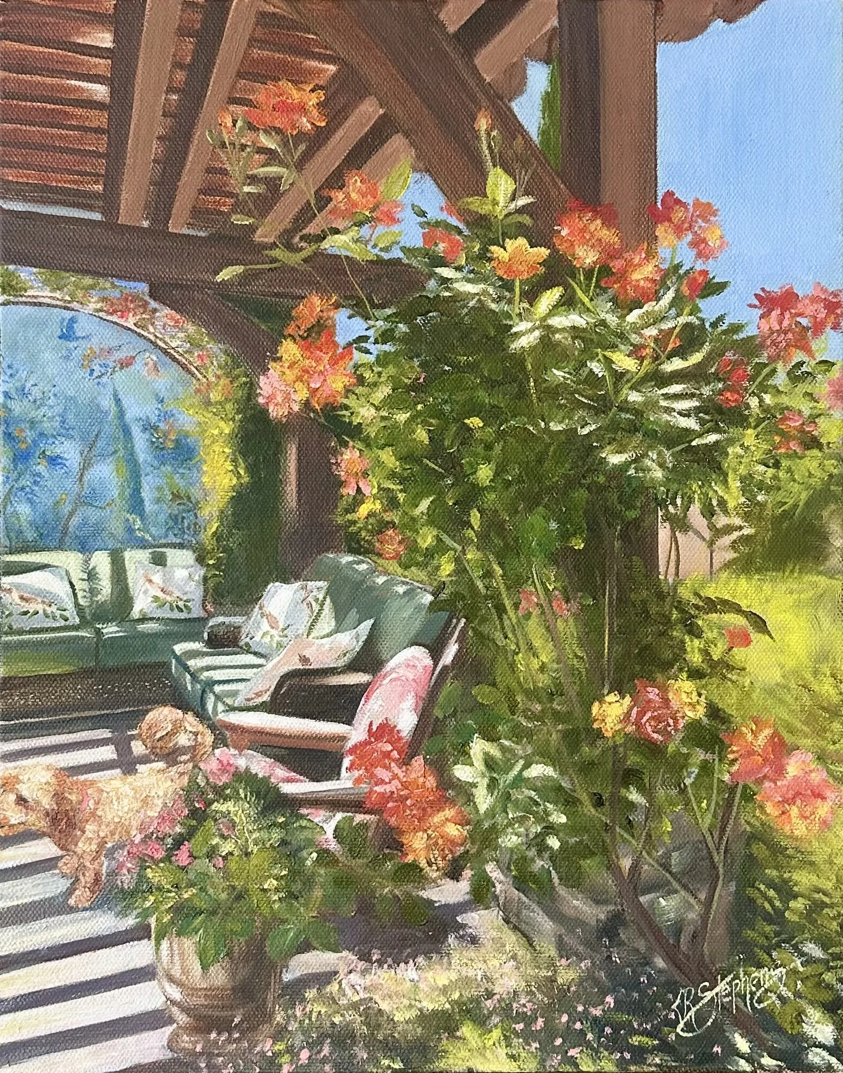 Lola in the Garden, Oil, 14x11