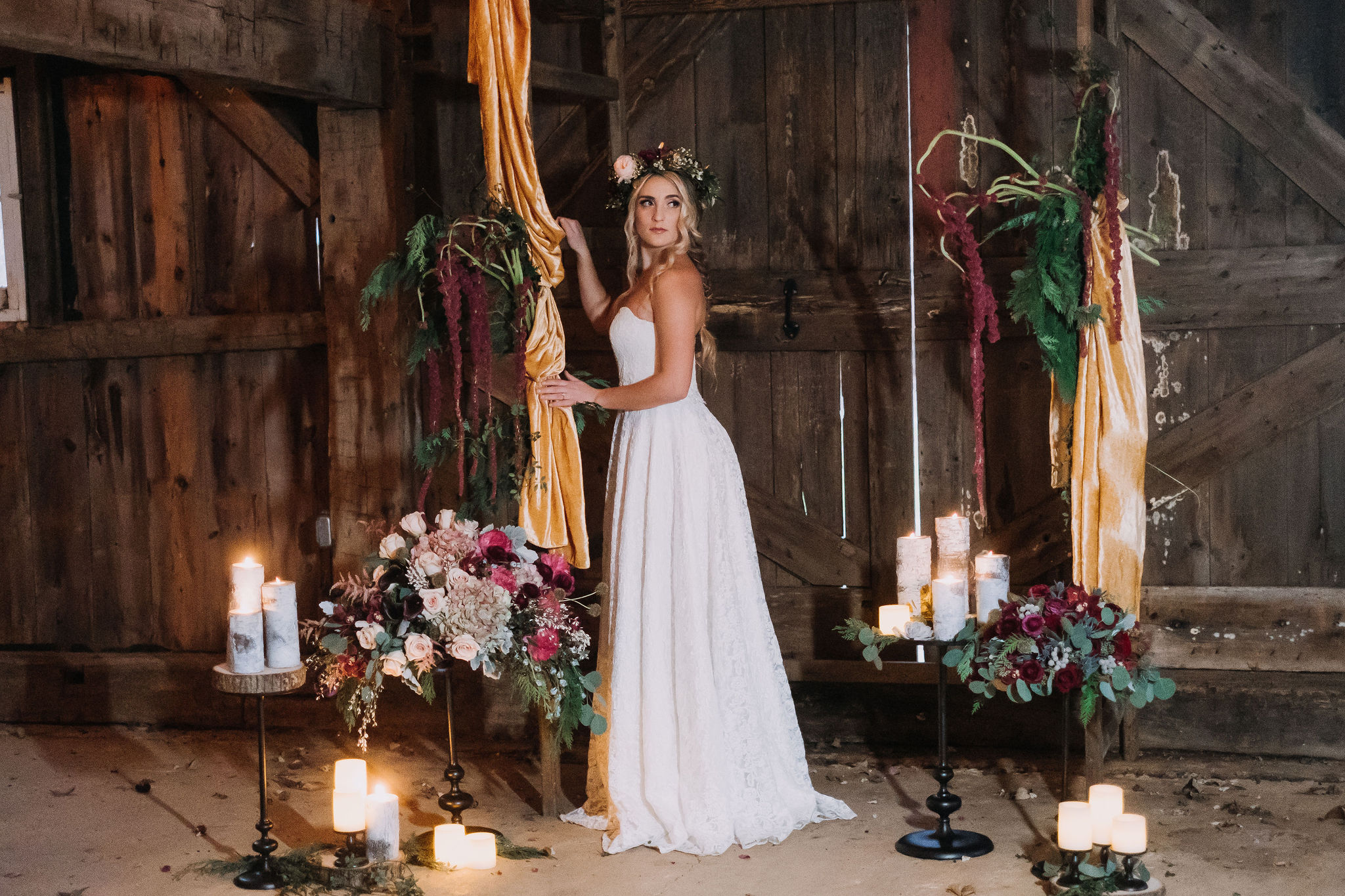 Bride surrounded by Flowers