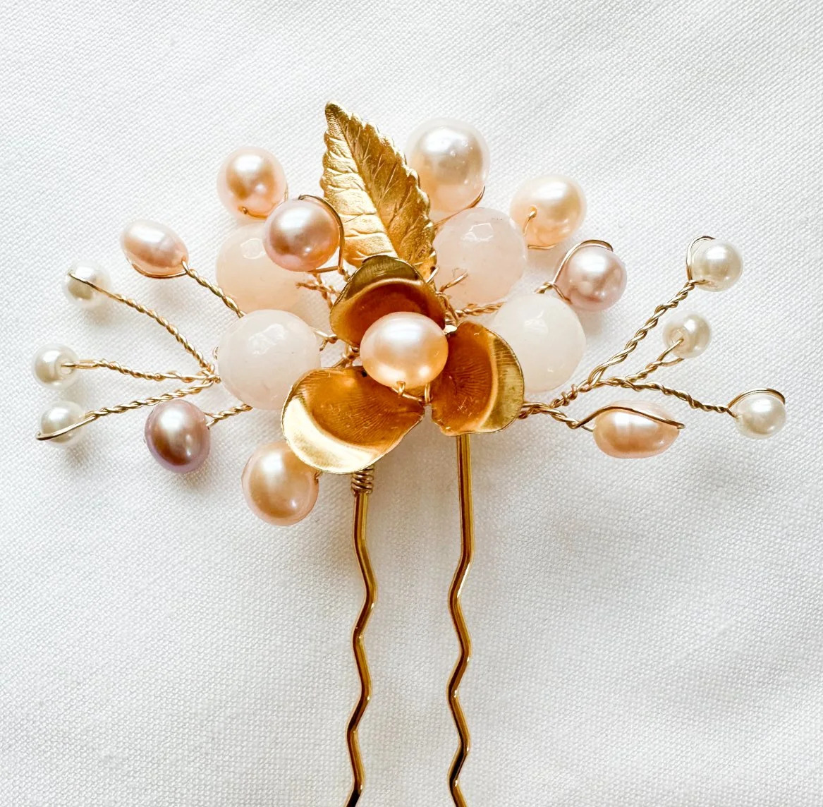 pearl, and flower hair pin