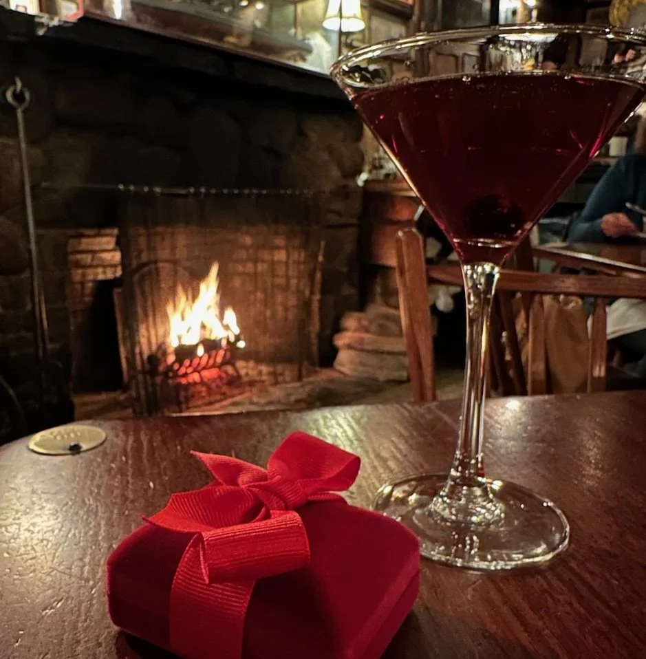 Christmas sparkle crystal dangle earrings in red velvet box.