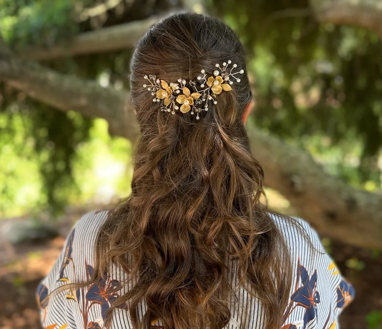 pearl and smoky quartz hairvine for wedding or bridal shower