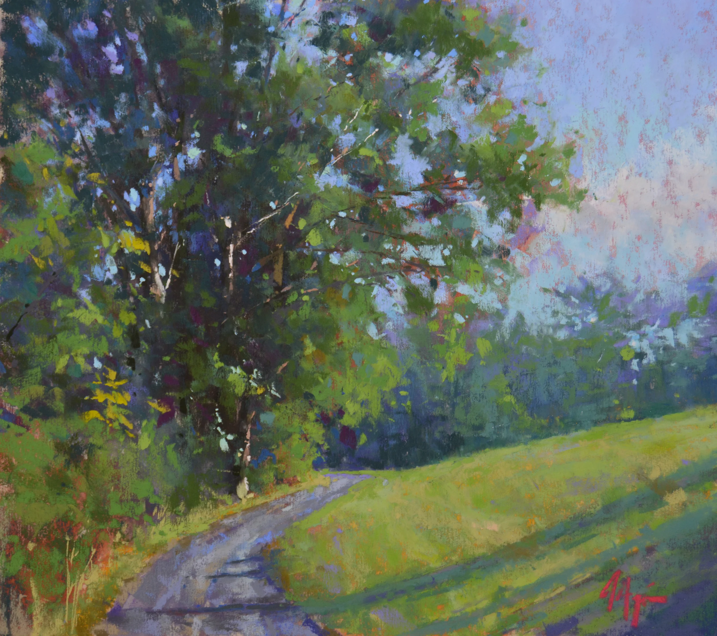 Greens Along the Presumpscott, 11 x 12.5 pastel