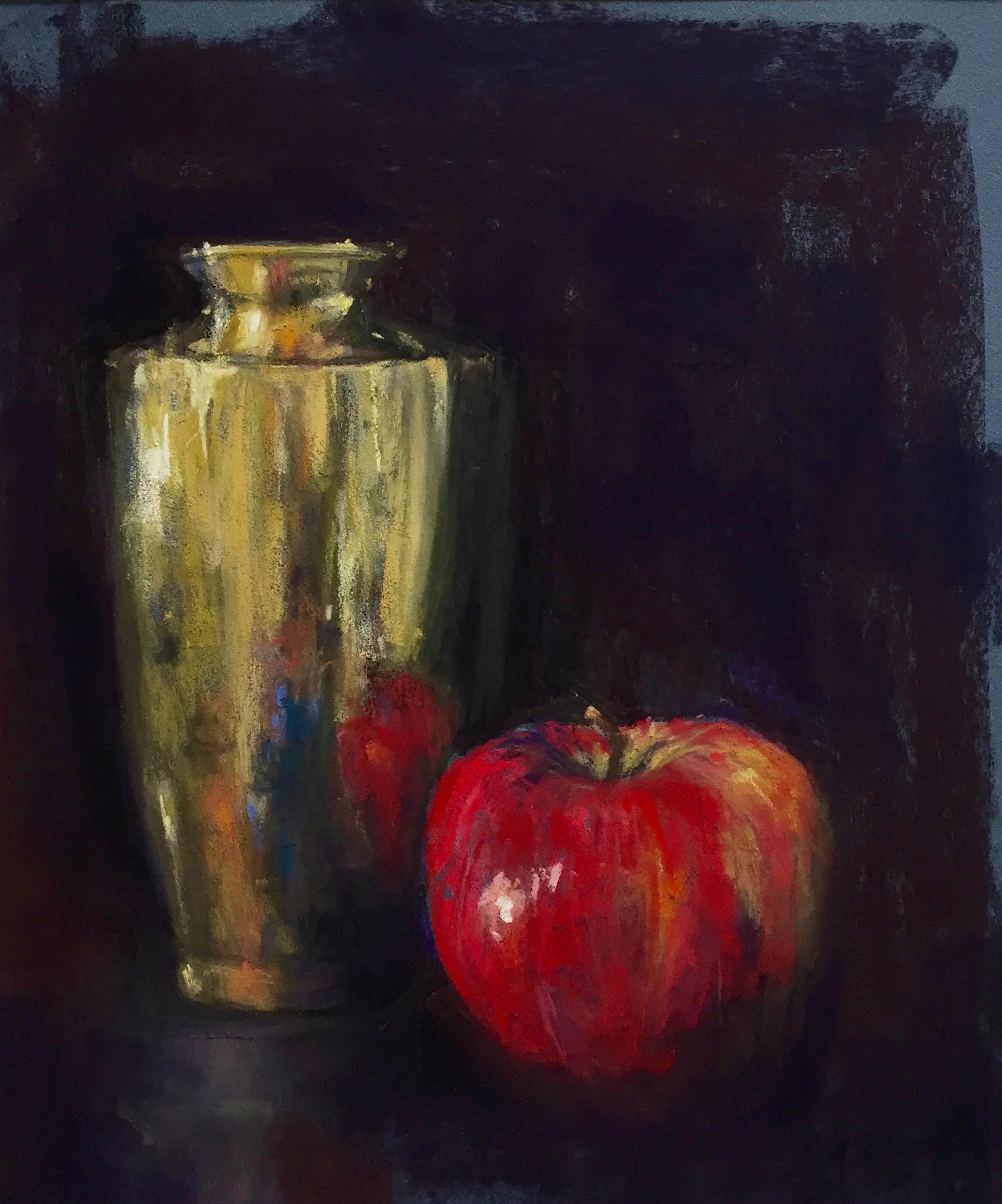 Red Apple, Blue Shirt, Pastel by Jeri Greenberg, PSA