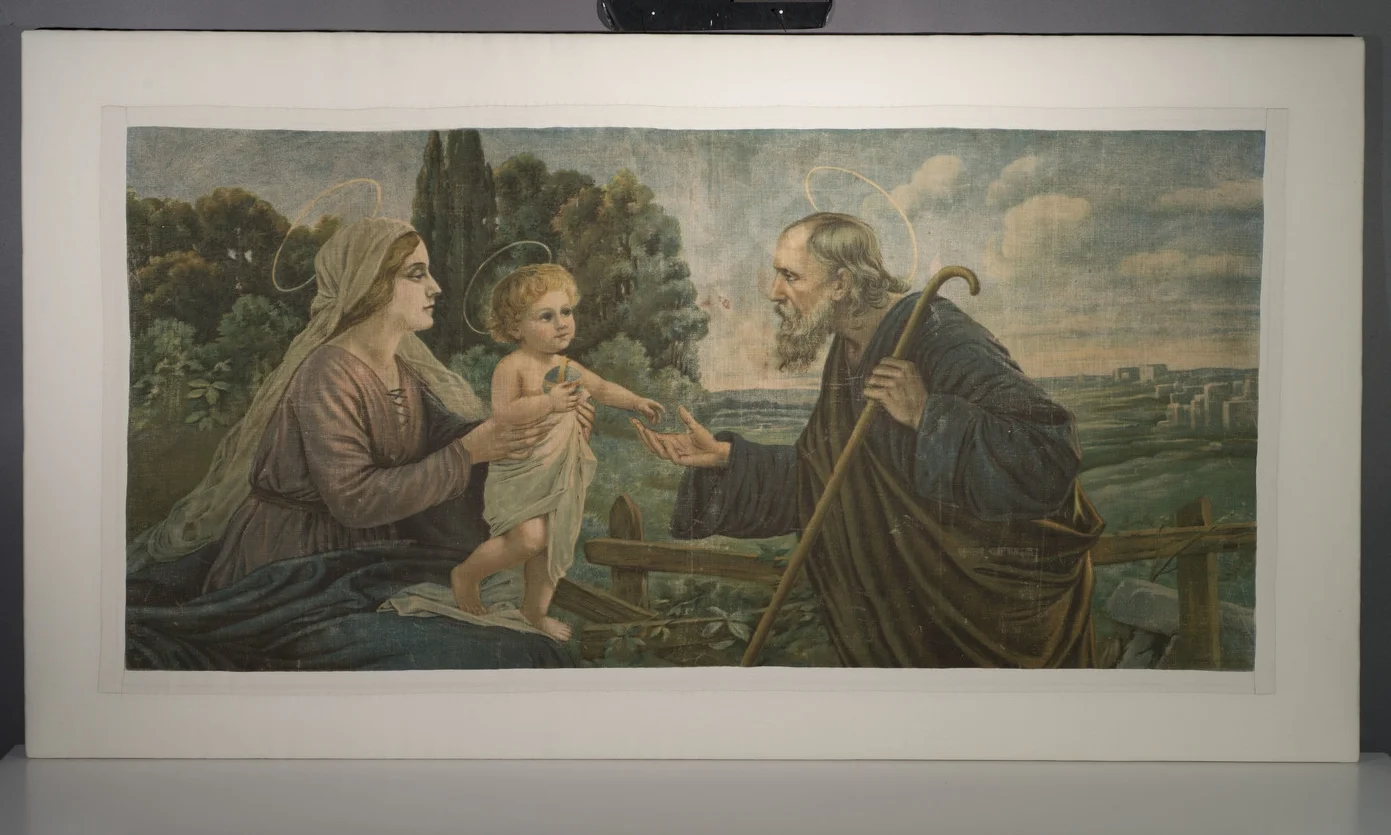 After treatment, cleaned and mounted on custom-made padded board