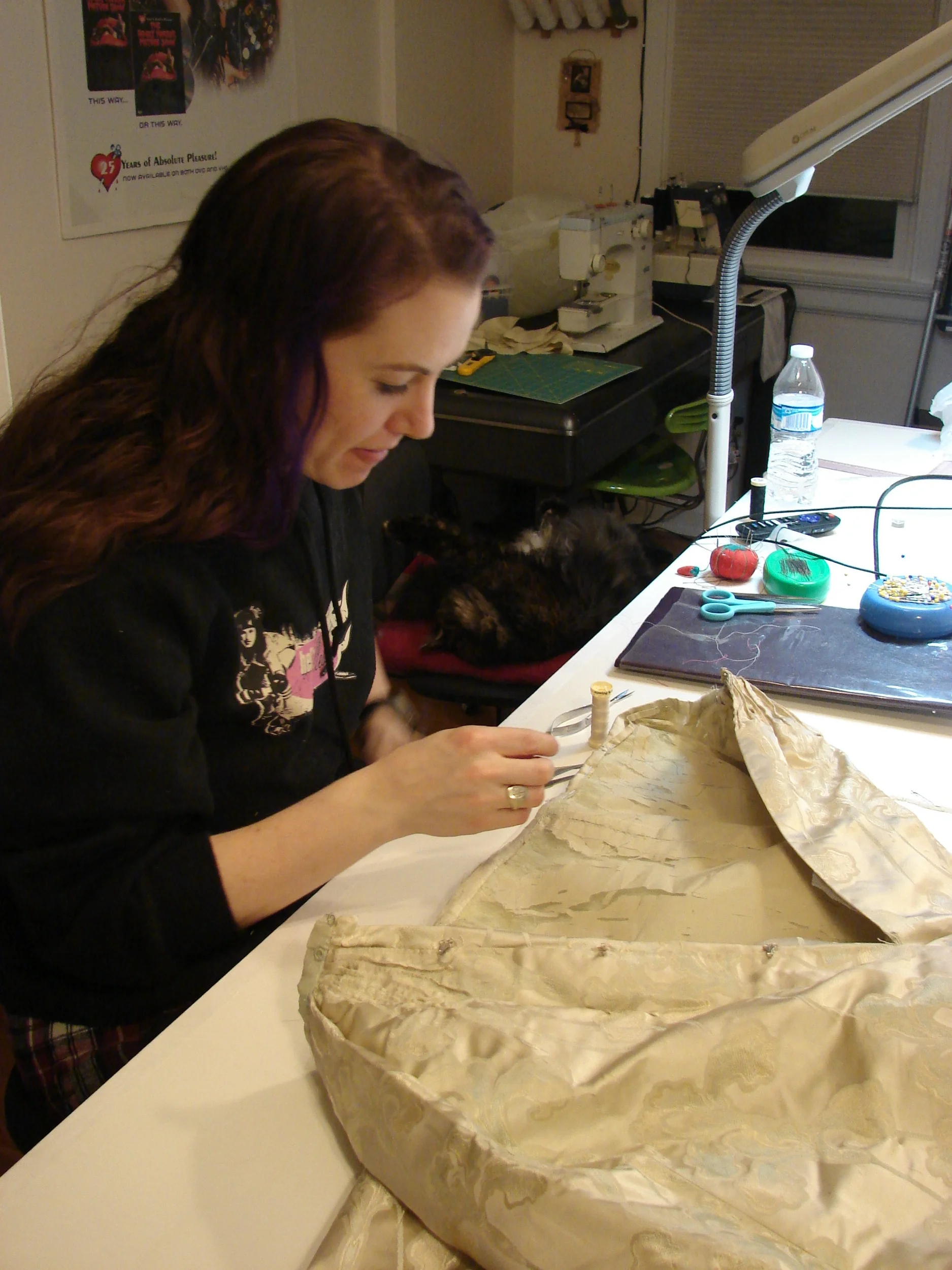 Obie at work on the skirt treatment