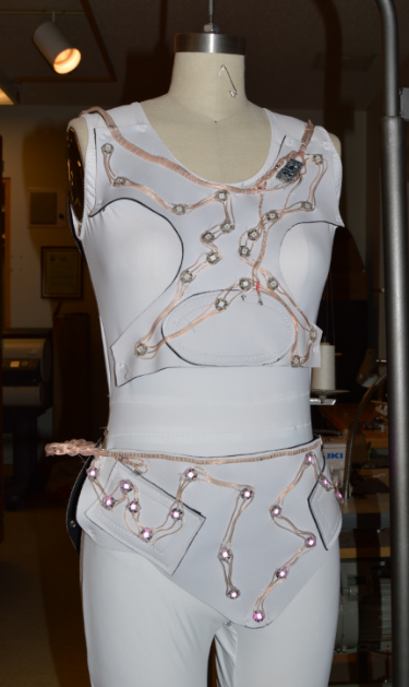 Inner layer of the costume with electronic components.