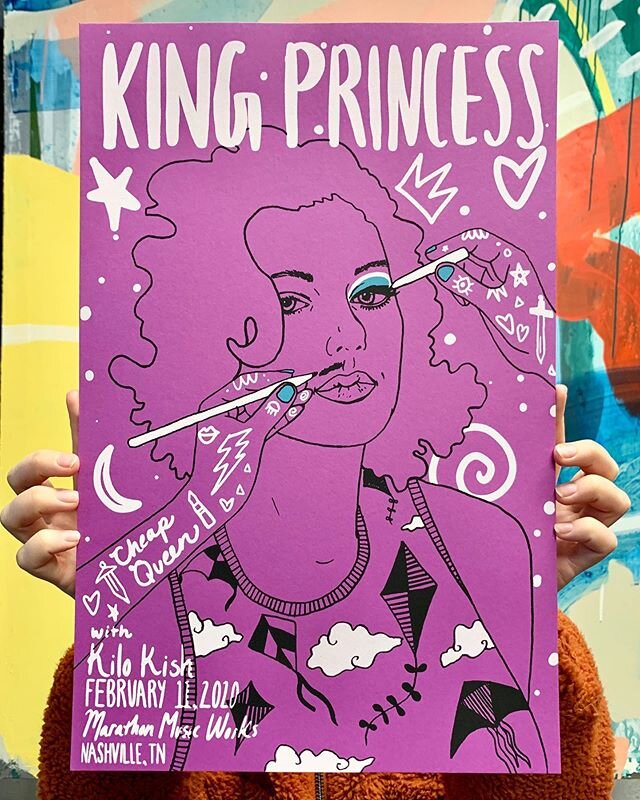 Absolutely honored to have designed this poster for the incredible @kingprincess69 at @mmusicworks last night 😫💜 printed at @friendlyarctic ⭐️ available to purchase via their webstore www.friendlyarctic.store