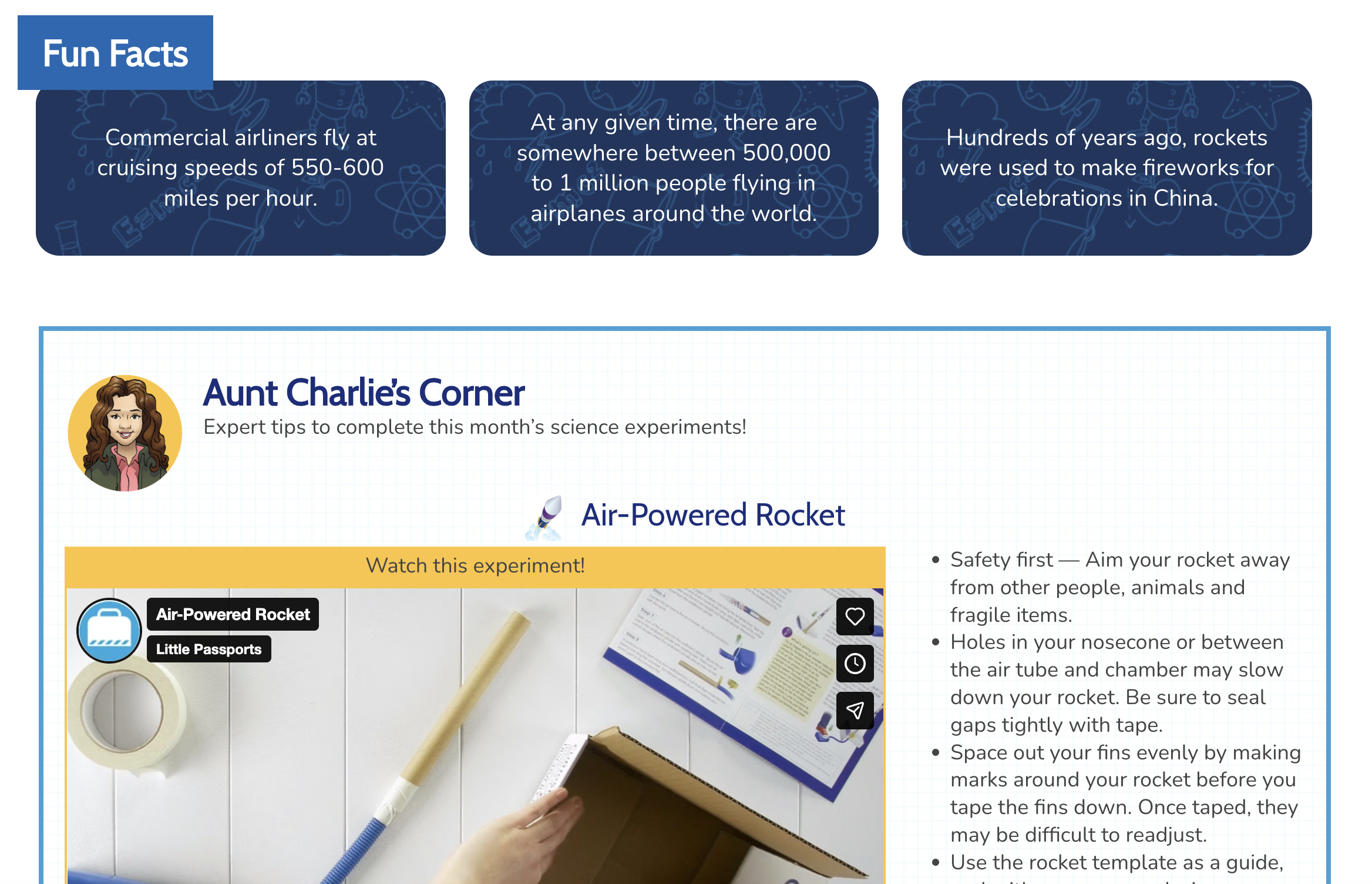 Science web page screenshot 