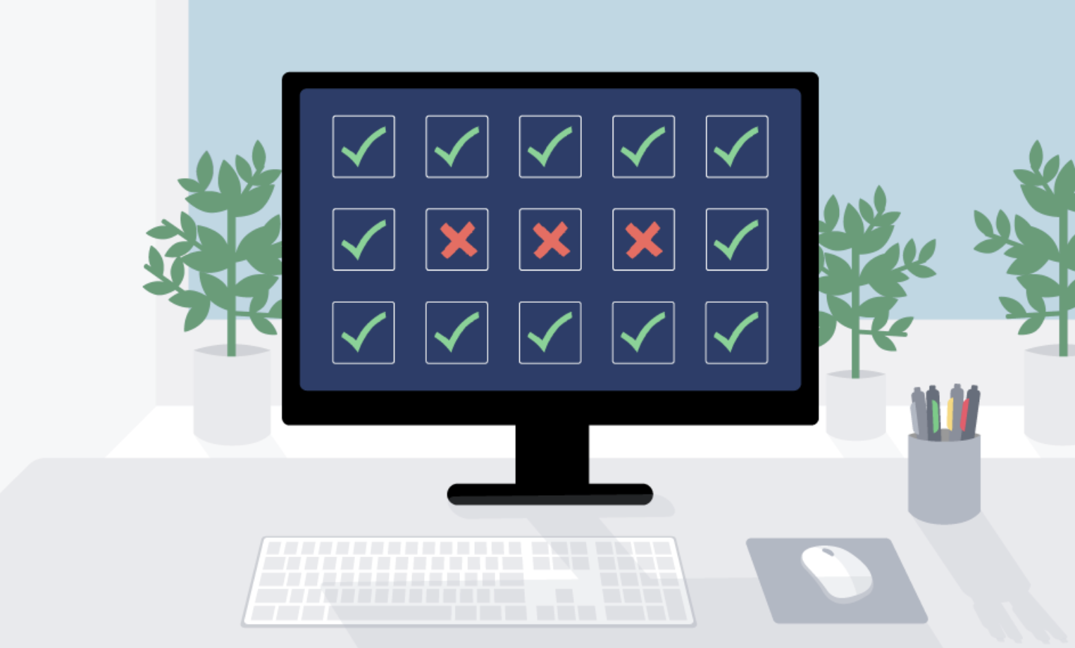 Illustration of content review on computer