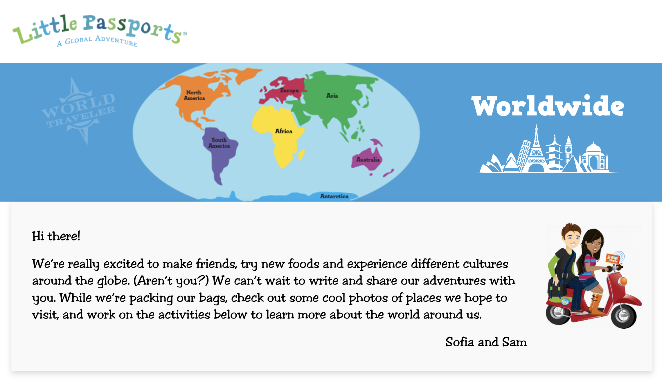 Screenshot of Little Passports online extras