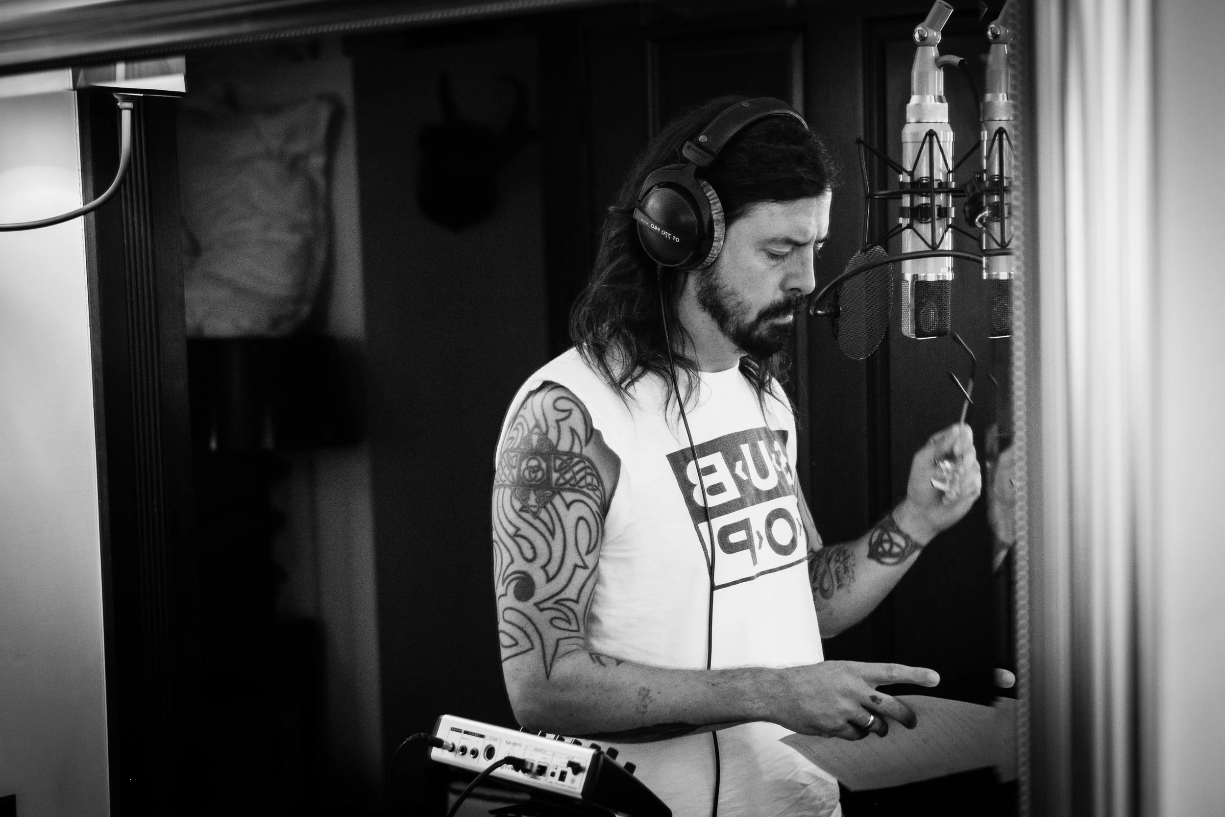 Dave Grohl of the Foo Fighters Recording St. Cecilia in Studio in Austin