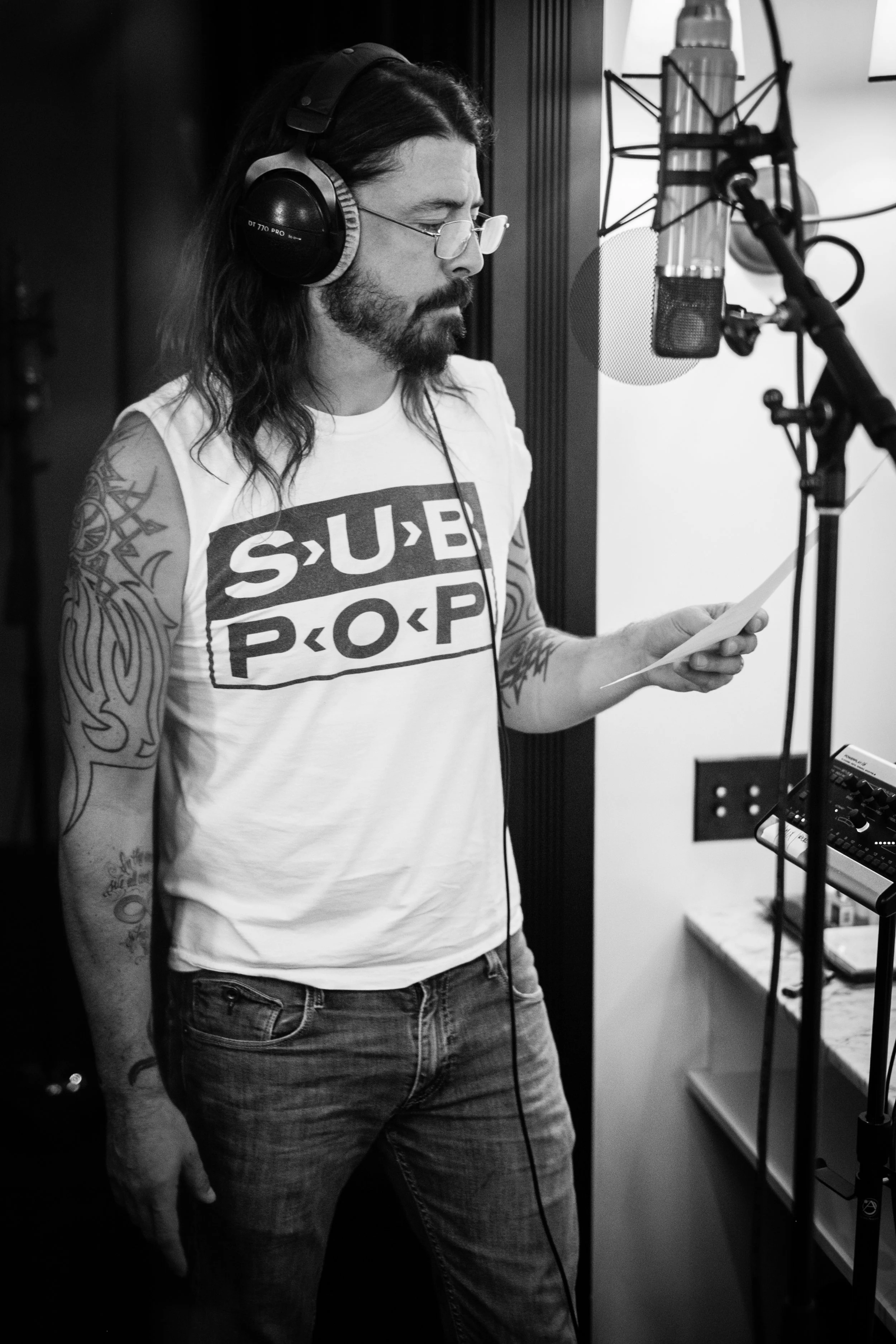 Dave Grohl of the Foo Fighters Recording St. Cecilia in Studio in Austin