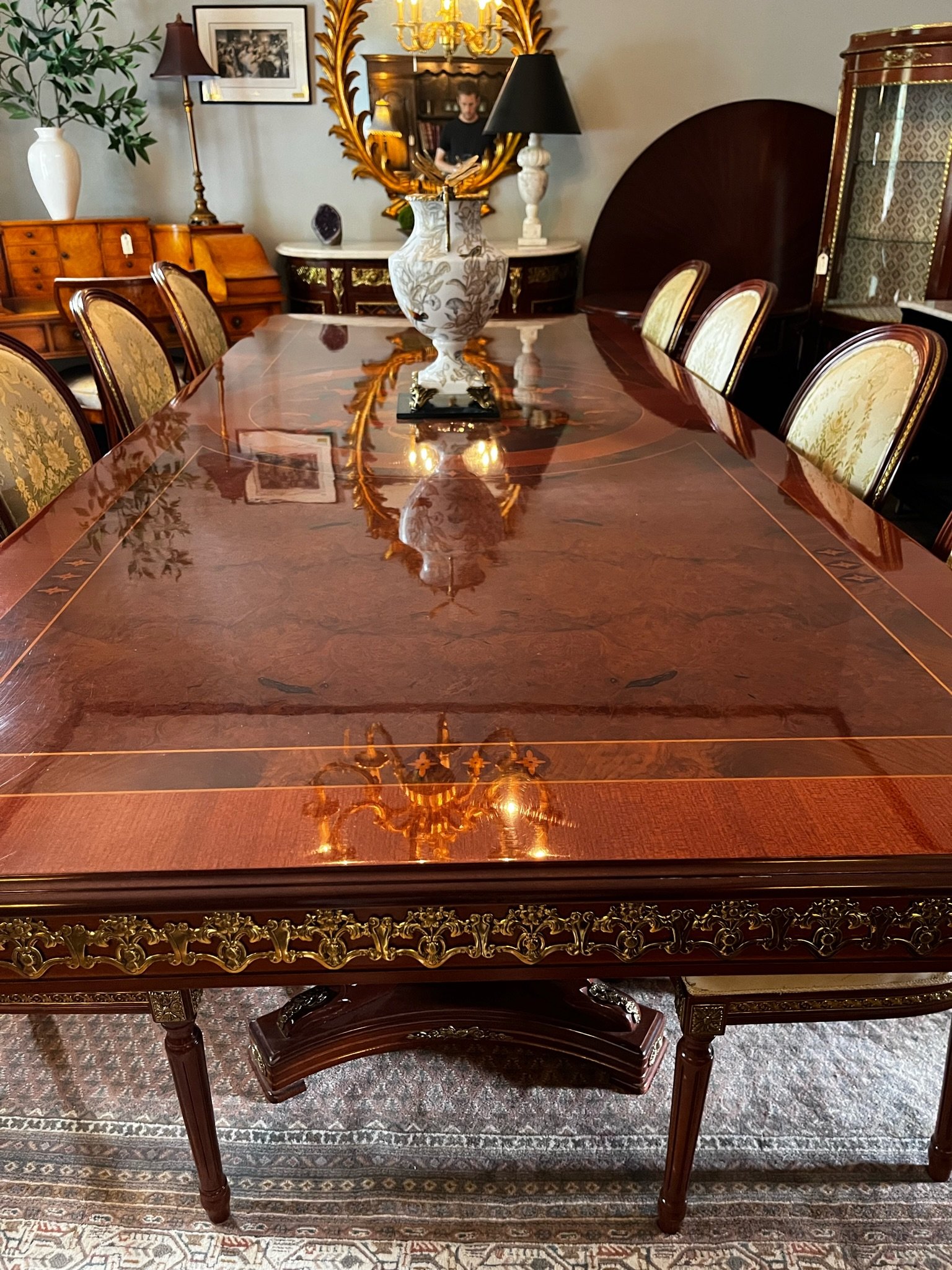 Spanish Walnut Dining Table. Bespoke and Custom furniture store Morristown and New York City. Custom tables, custom sofas, custom beds can be built by Richard Bevan Furniture.