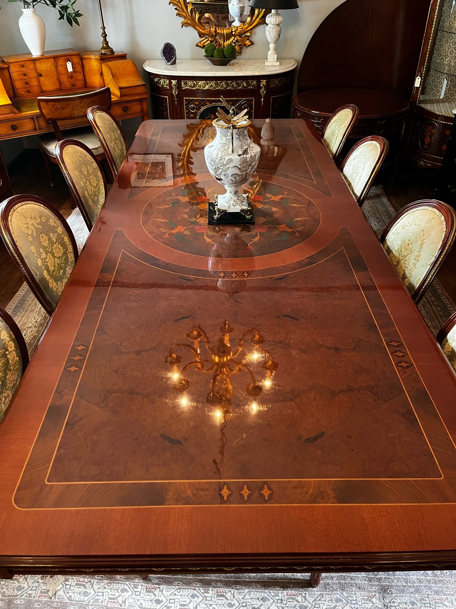 Spanish Walnut Dining Table. Bespoke and Custom furniture store Morristown and New York City. Custom tables, custom sofas, custom beds can be built by Richard Bevan Furniture.