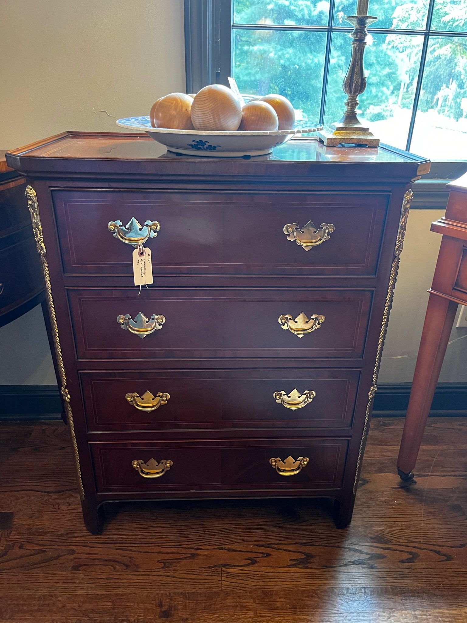Mahogany Chest of Drawers. Bespoke and Custom fine furniture store Morristown and New York City. Furniture showroom, custom tables, custom sofas, upholstery, and window treatments.
