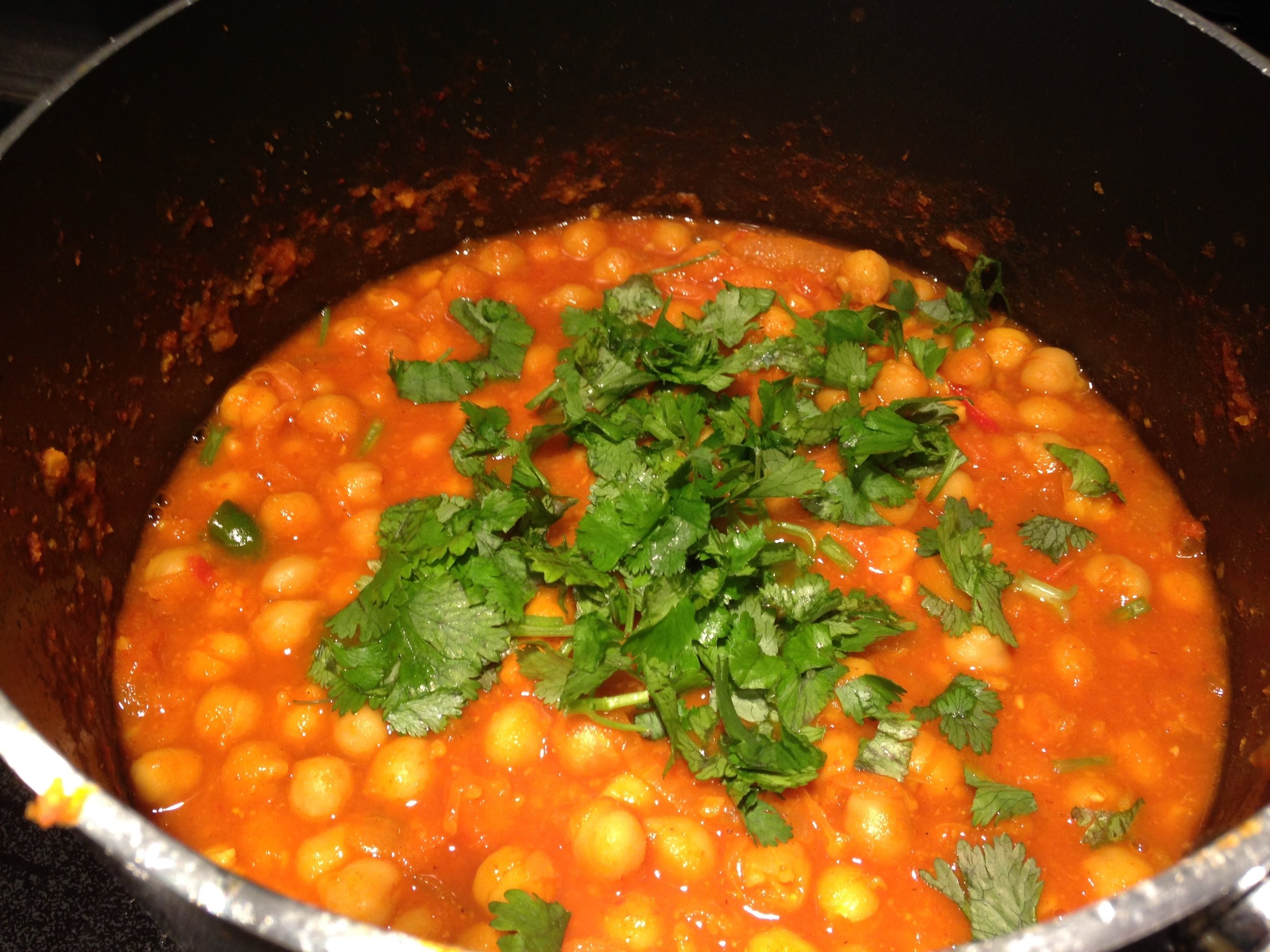 My home made chickpea curry. Spicy...the way I like it!!
