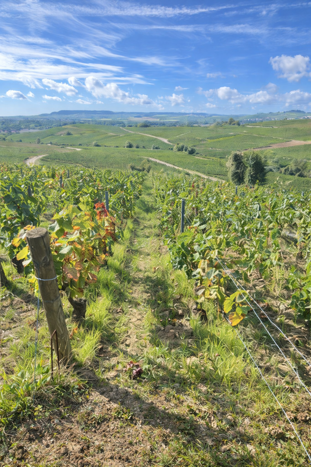 Champagne vineyards on a sunny day