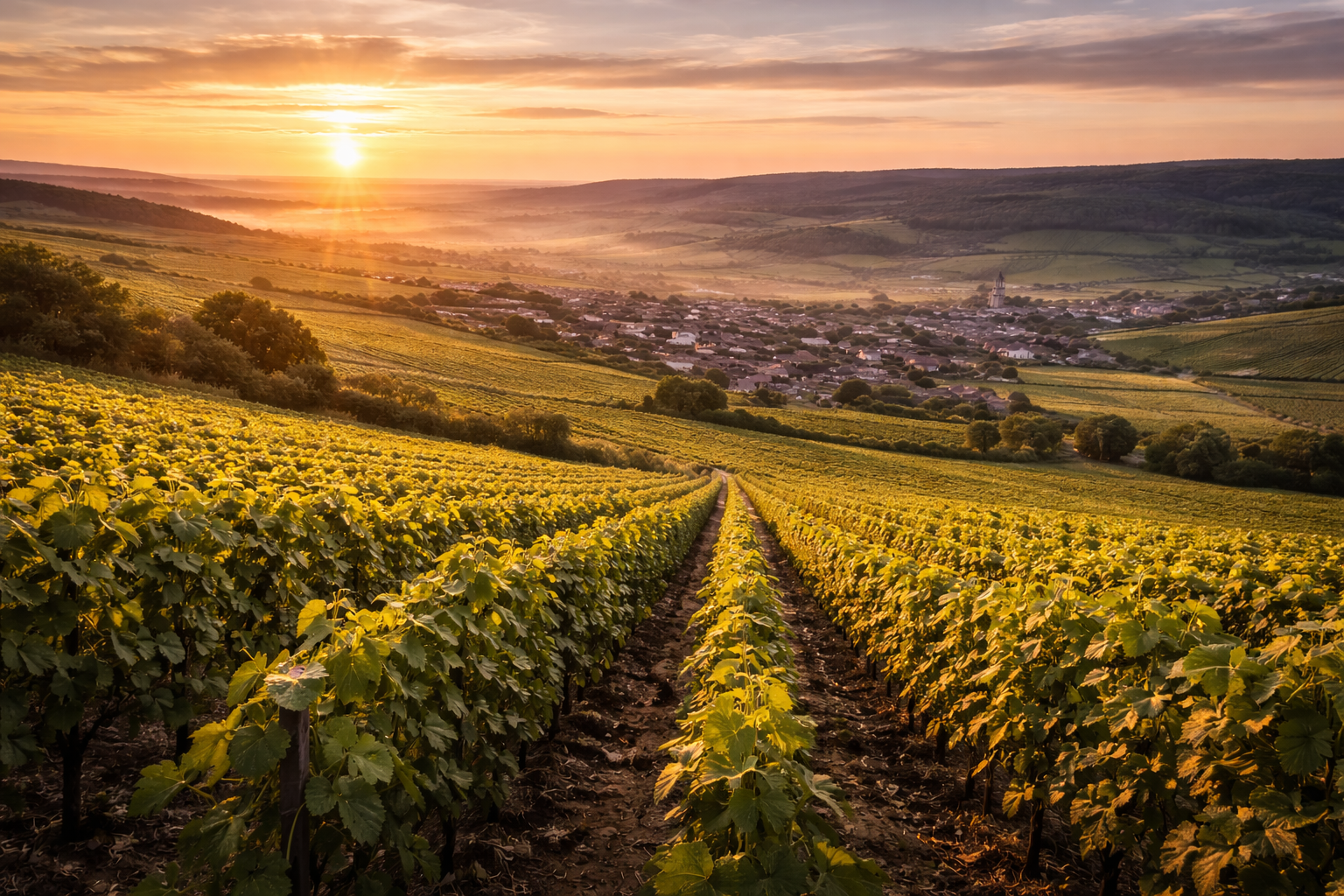 A golden sunset in Champagne
