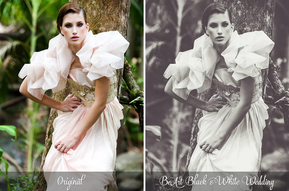 Black and White Wedding Lightroom Presets, Photoshop actions & Camera RAW Presets by @BeArtPresets