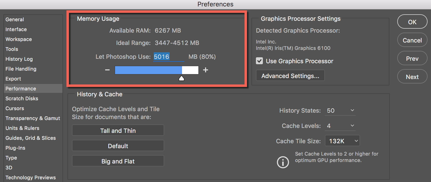 tweaks to speed up photoshop cc performance