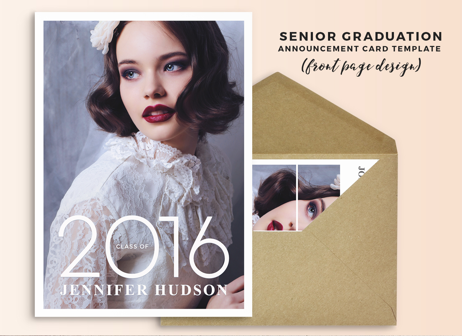 Announcement card template for senior photography