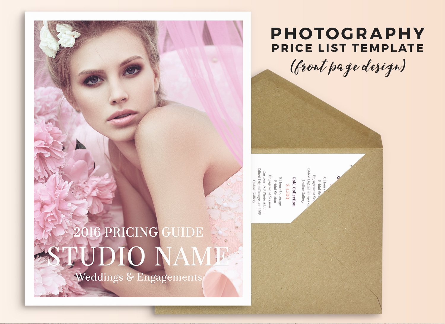 Wedding photography price list Photoshop template
