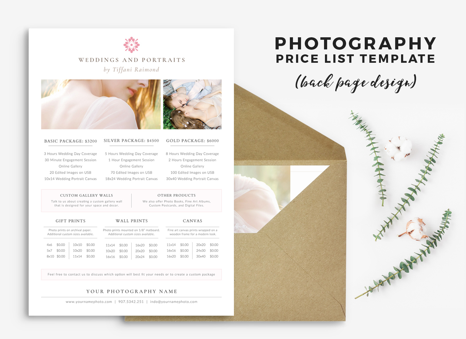 Wedding Photography pricing guide template