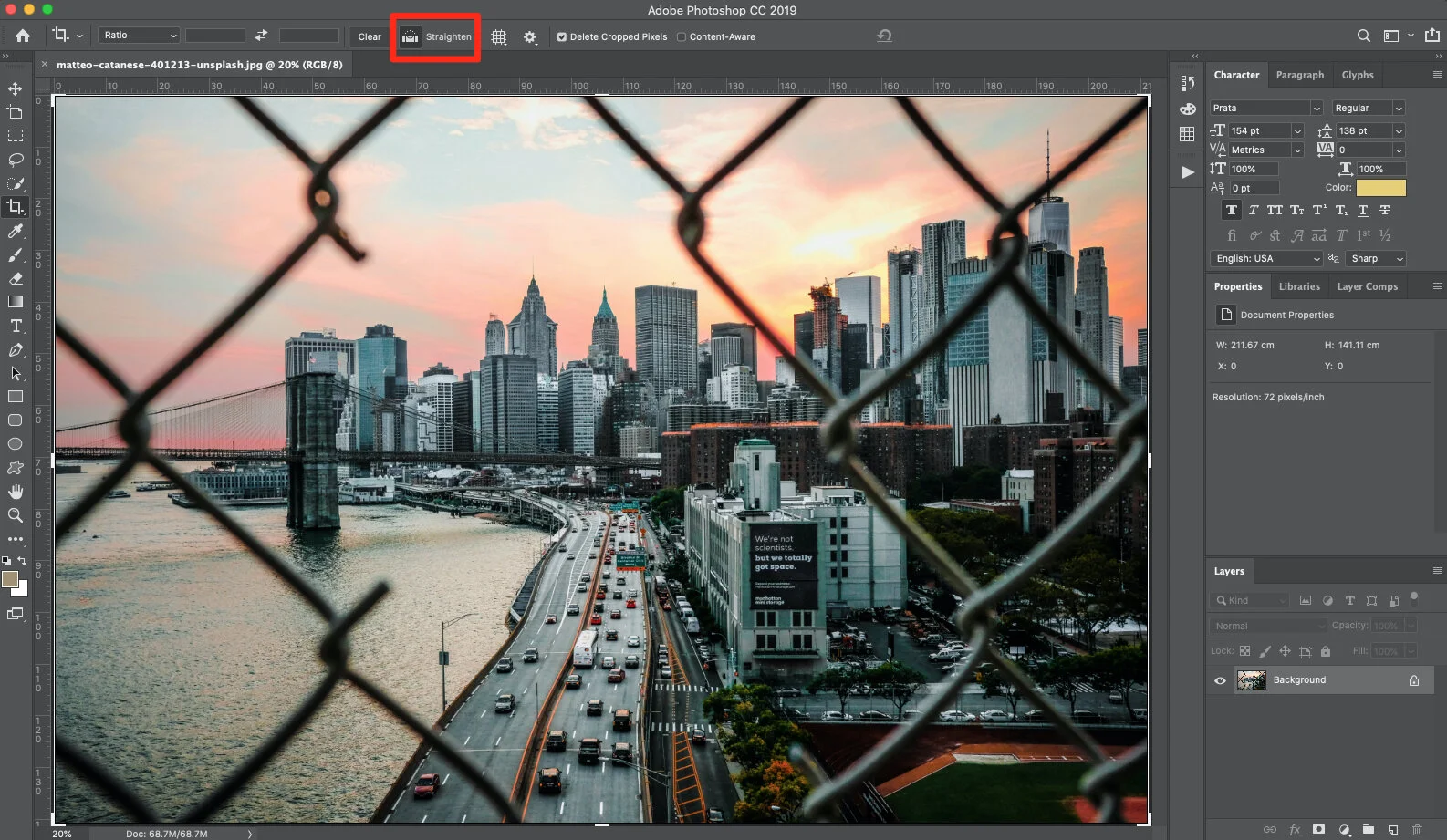 straighten in photoshop