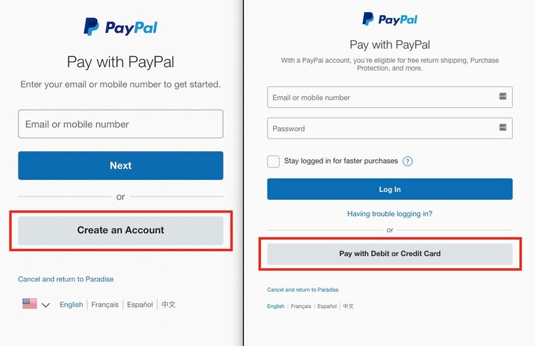 PayPal without an account