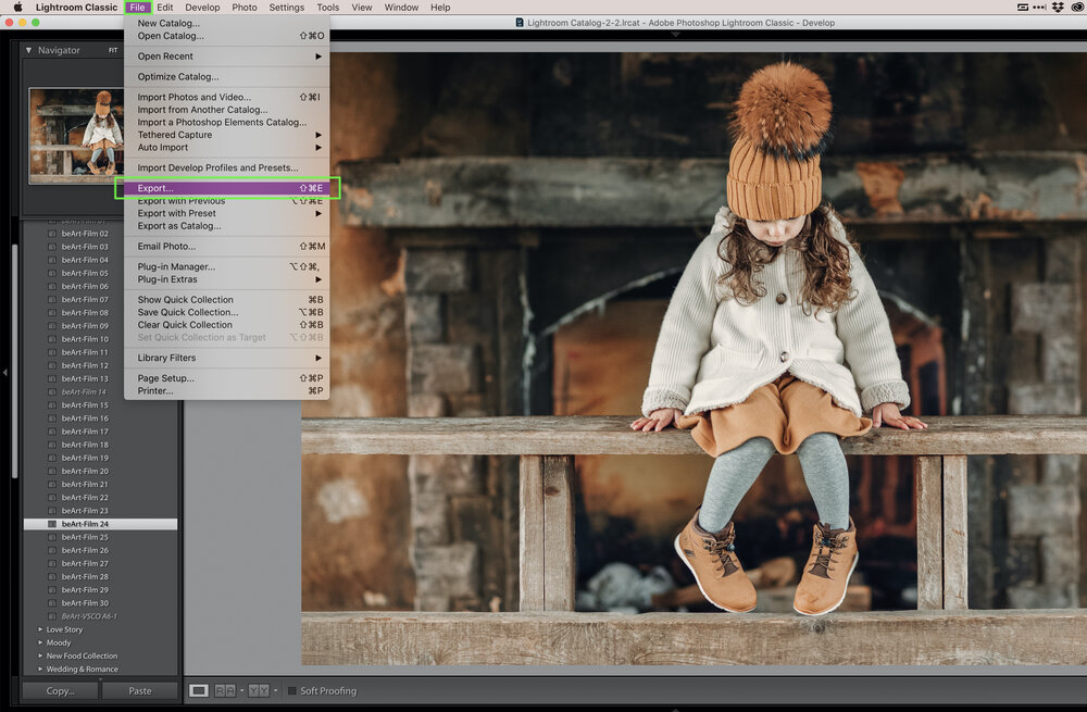 image export in lightroom