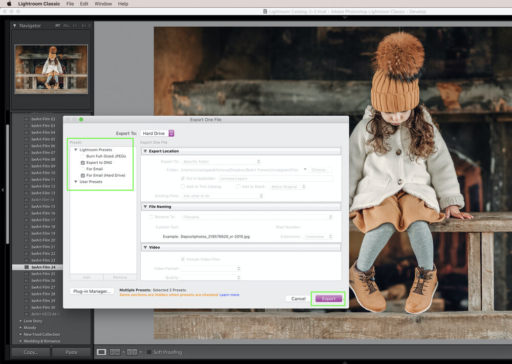 export to hard drive in lightroom