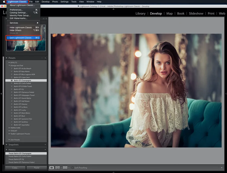 reiniciar o lightroom