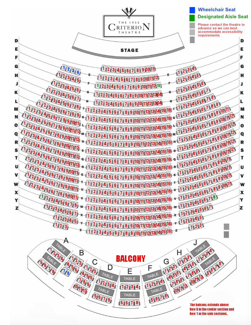 The Criterion Seating Chart