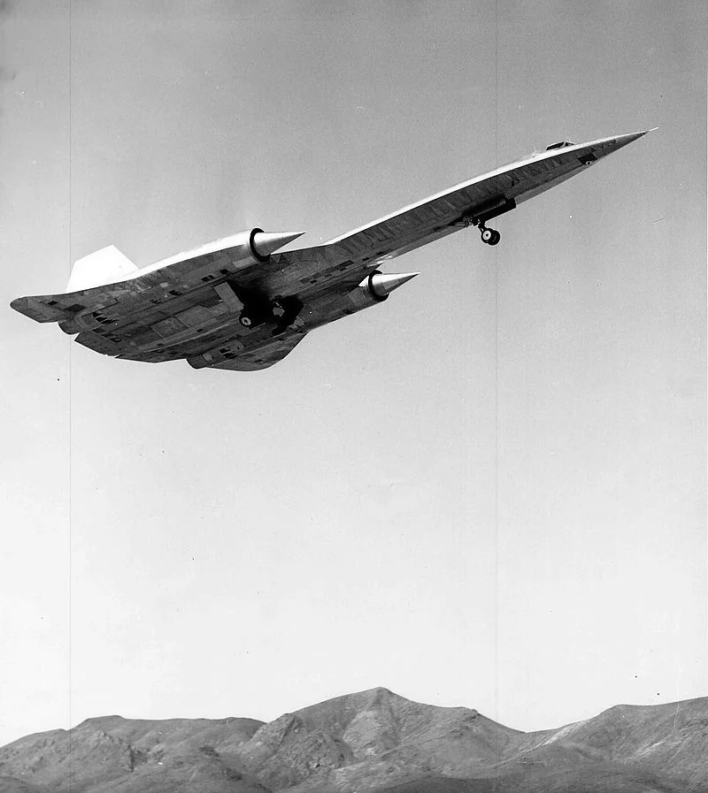 The Lockheed A-12 undergoing flight testing at Groom Lake, also known as Area 51.