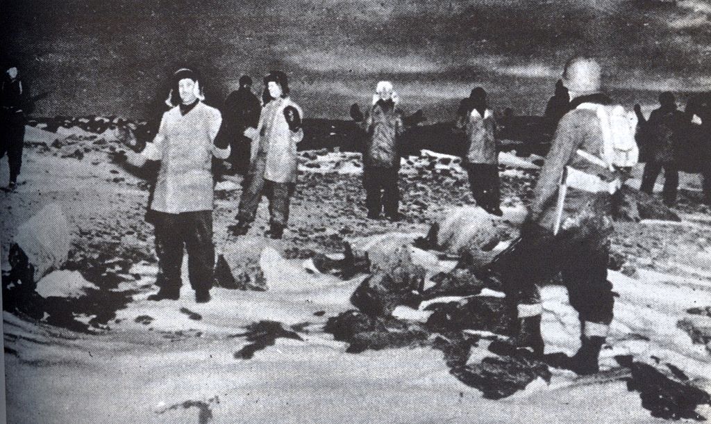Members of the last German weather station in Greenland surrender to US troops on October 4, 1944.