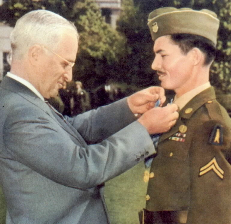 President Harry Truman awards Doss the Medal of Honor on October 12, 1945.