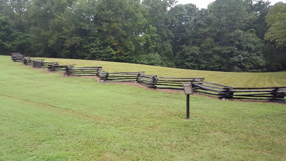 THIS FENCE AND SLIGHT HILL WERE THE FORMER POSITIONS OF BRIG. GEN. SIMON BRUCKNER'S DEFENSIVE POSITIONS. SOURCE: AUTHOR.