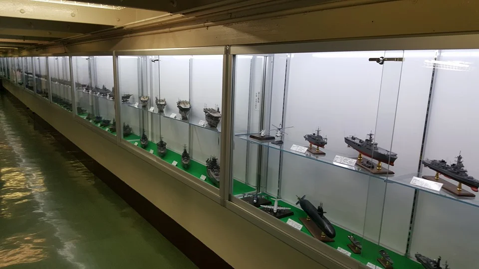 Along one of the side corridors on the Mikasa's lower deck is this gallery, which is comprised of models representing many classes of ships and aircraft which have served in the Imperial Japanese Navy and Japanese Self Defense Forces. Photo: author.