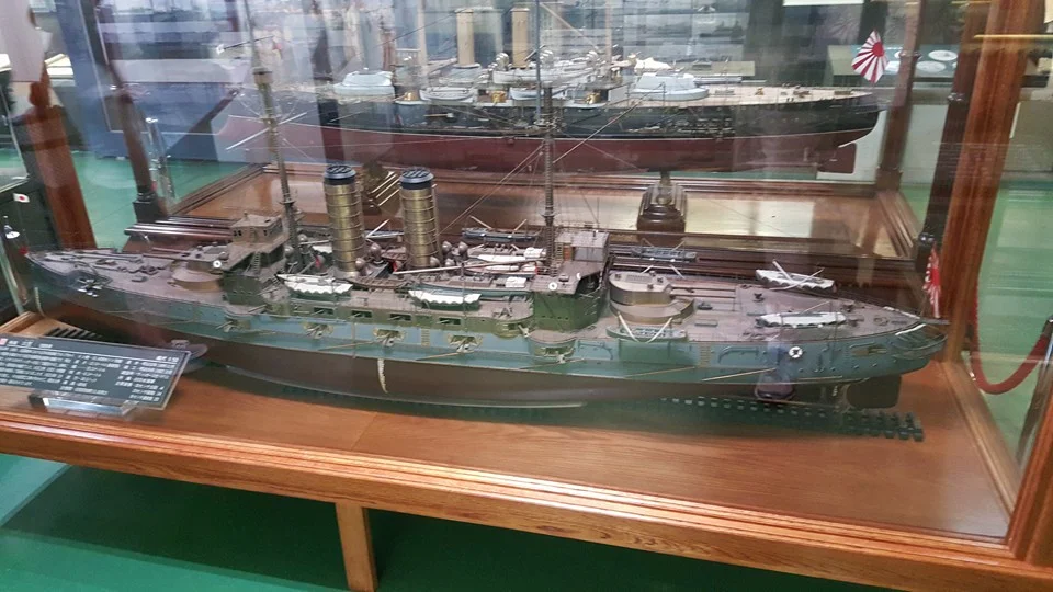 The main museum area house several very large-scale models of Imperial Japanese Navy ships that served in the Russo-Japanese War. Photo: author.