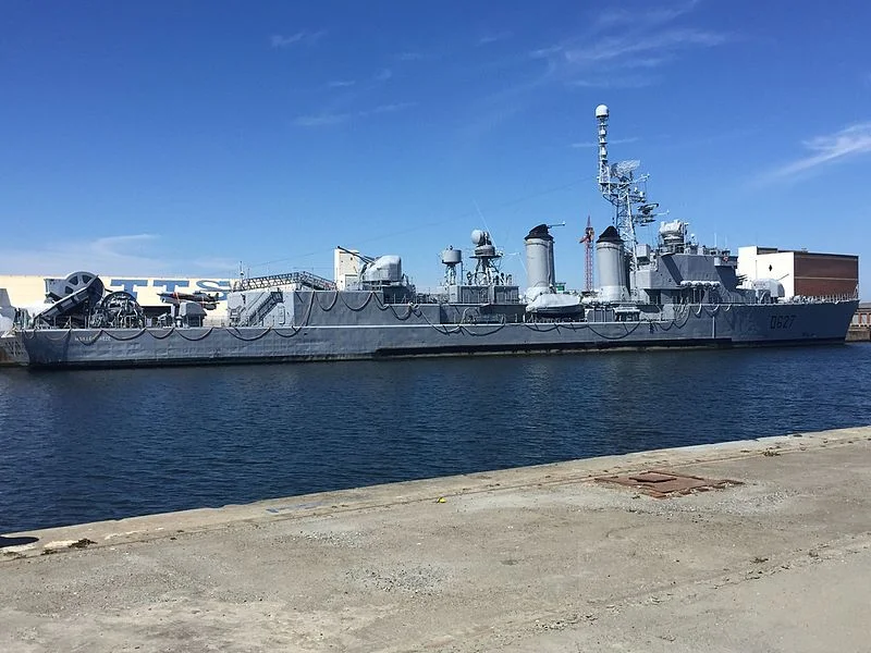 The retired French destroyer Maille-Breze, built in the 1950s, was used as a substitute for British destroyers in the film. Photo source: Wikipedia.