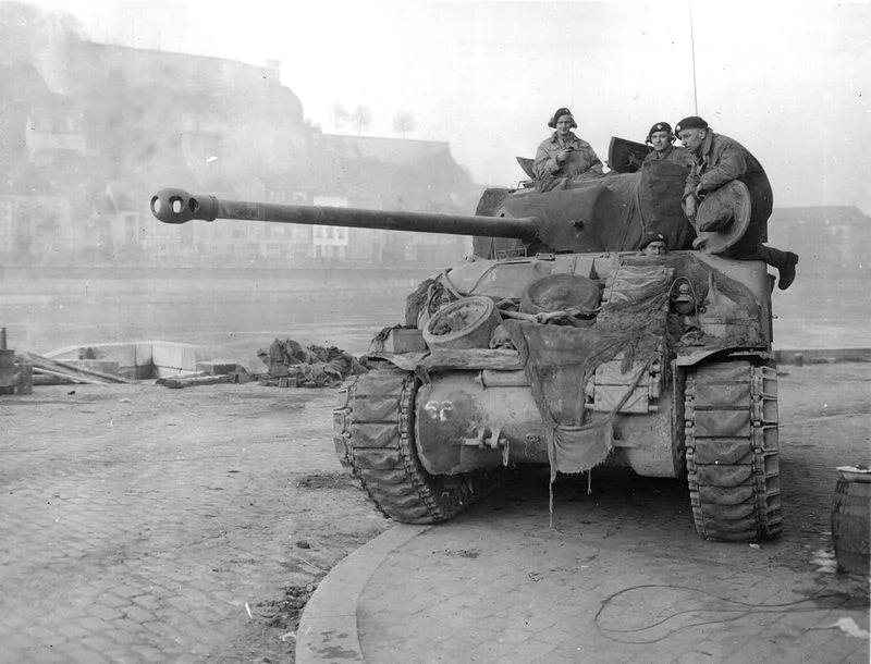 A British Firefly in Namur, 1944. With its 17-pounder anti-tank gun, the Firefly was the only tank that the Western allies had capable of penetrating the Tiger's frontal armor. German tankers quickly realized the danger posed by these tanks and woul…