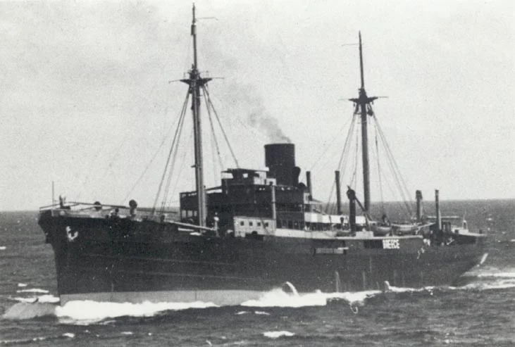The Orion proceeding under disguise. A number of panels are visible along the side of the ship which would be dropped to reveal guns. Orion survived her cruise and made it nearly to the end of the war, only to be sunk by bombs in waters off Denmark on May 4, 1945. Photo source: bismarck-class.dk. 