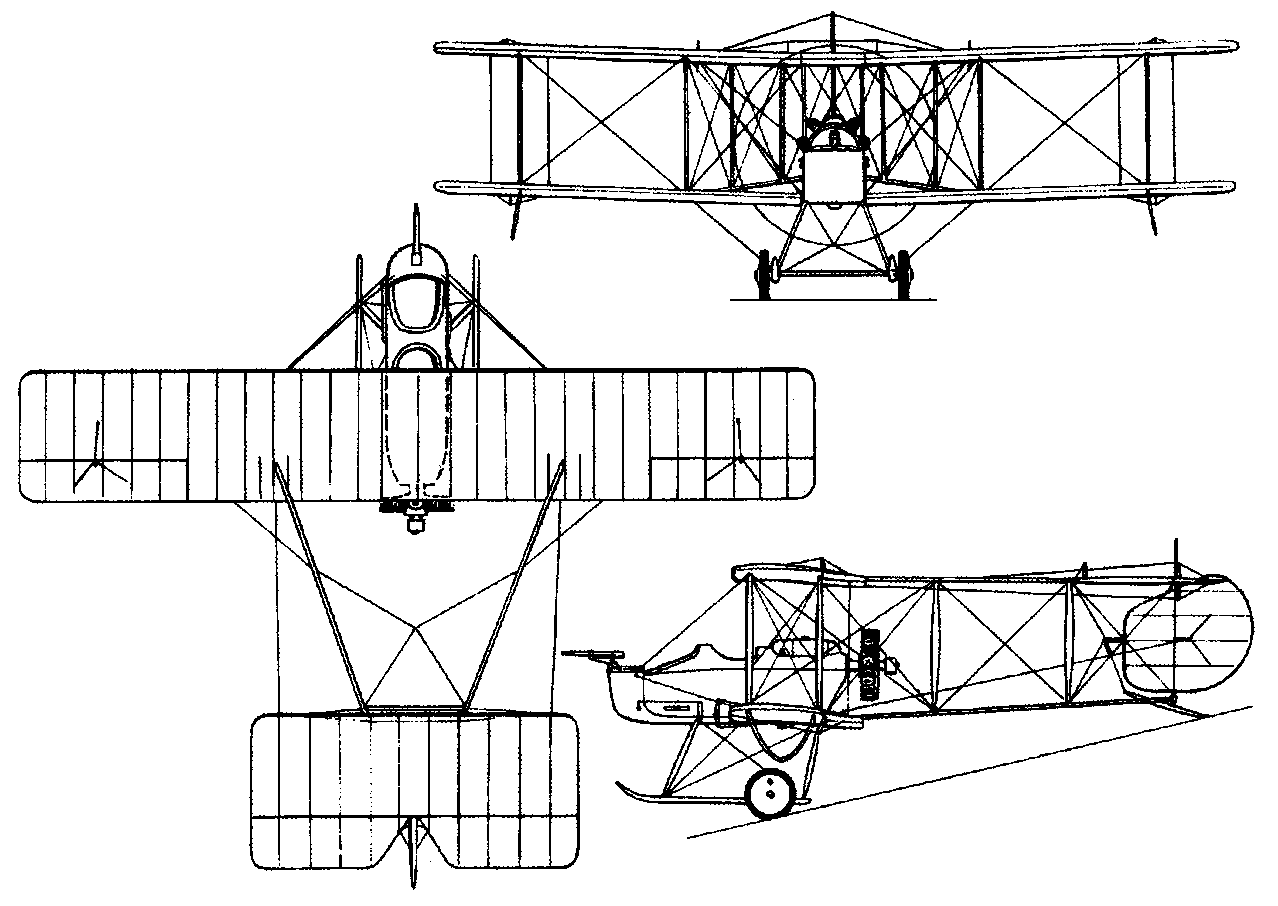 A plan view of the Vickers F.B.5 Gunbus. Photo source: Wikipedia.