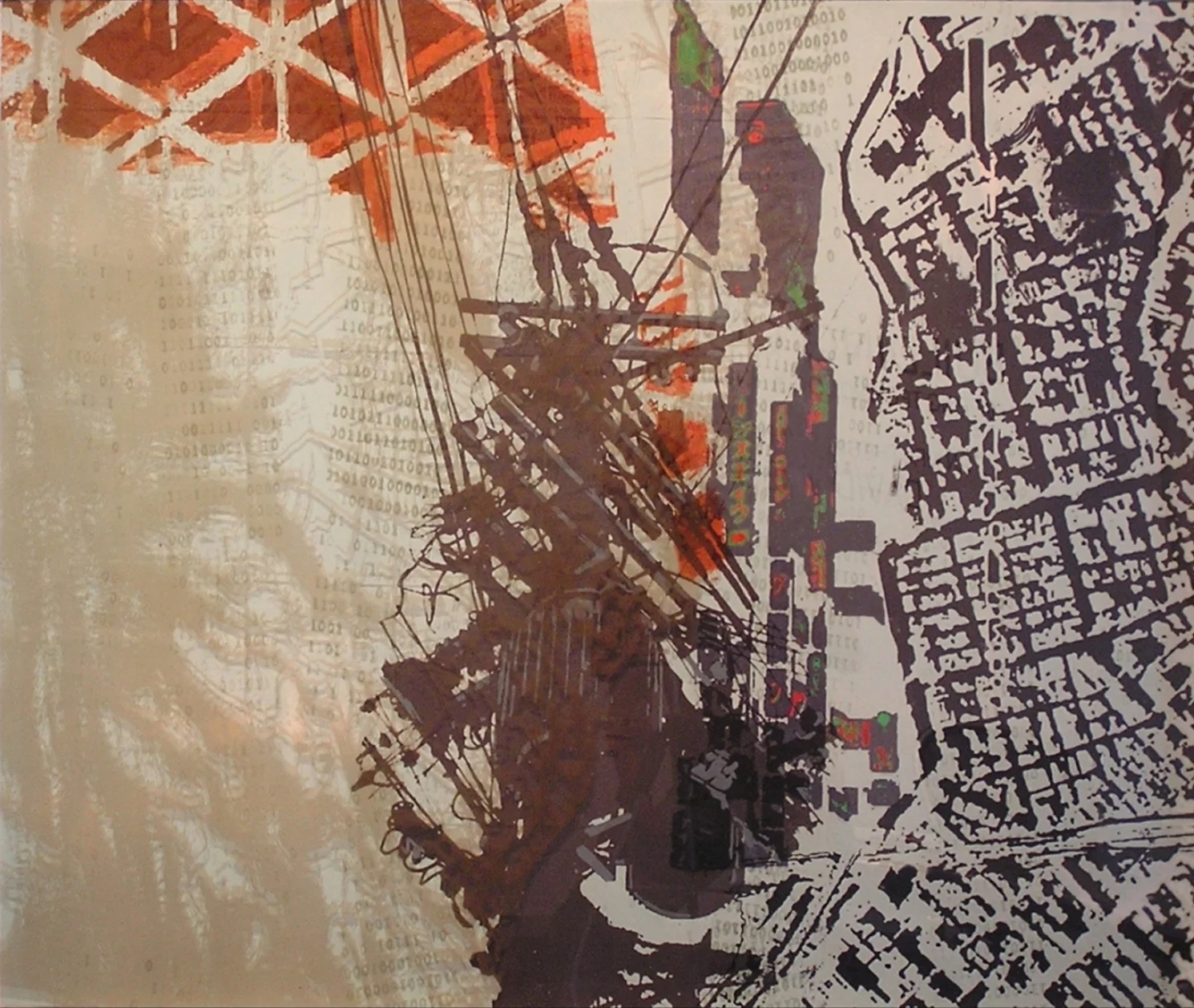Chiba City I, 36" x 36", Screen print on Rives and plexiglass, 2009