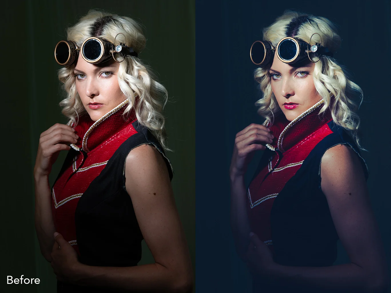 Untouched photo with Portrait Spearmint preset applied.